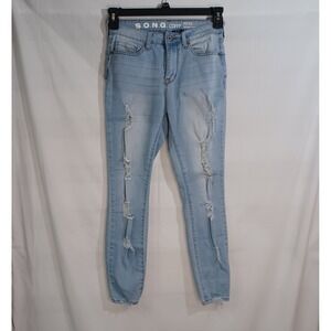 Women's Light Blue Faded S.O.N.G Curvy High Rise Torn Look Grunge Jean Size 26